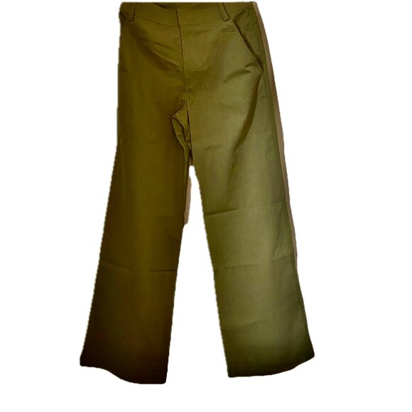 WAYF Wide Leg Utility Pants High Rise Flat Front Flap Pockets NWT $120 - Picture 1 of 7